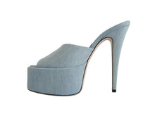 Load image into Gallery viewer, PARIS TEXAS Ladies Light Blue Denim Marina Mule Shoes Size EU39 UK6 RRP475 NEW

