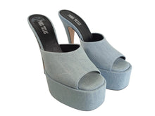 Load image into Gallery viewer, PARIS TEXAS Ladies Light Blue Denim Marina Mule Shoes Size EU39 UK6 RRP475 NEW

