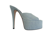Load image into Gallery viewer, PARIS TEXAS Ladies Light Blue Denim Marina Mule Shoes Size EU38 UK5 RRP475 NEW
