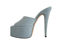 Load image into Gallery viewer, PARIS TEXAS Ladies Light Blue Denim Marina Mule Shoes Size EU38 UK5 RRP475 NEW
