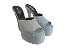 Load image into Gallery viewer, PARIS TEXAS Ladies Light Blue Denim Marina Mule Shoes Size EU38 UK5 RRP475 NEW
