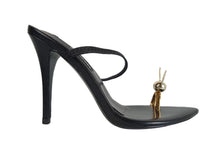 Load image into Gallery viewer, NATASHA ZINKO Ladies Black Leather Rabbit Toe Sandals Size EU36 UK3 RRP490 NEW
