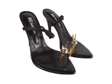 Load image into Gallery viewer, NATASHA ZINKO Ladies Black Leather Rabbit Toe Sandals Size EU36 UK3 RRP490 NEW
