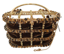 Load image into Gallery viewer, ROSANTICA Holli Diletta Bag Beads/Crystals Mini Tote Brown/Gold OS NEW RRP950
