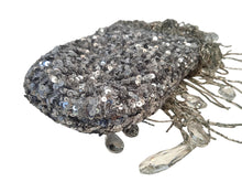 Load image into Gallery viewer, L&#39;ALINGI Fringe Micro Eternity Bag Crystals Metallic Fabric Silver OS NEW RRP895
