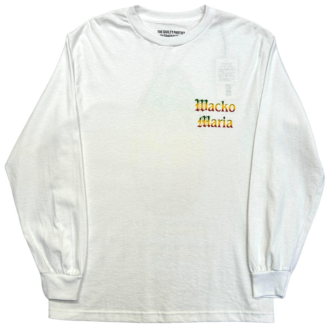 WACKO MARIA Wacko Back Print Long Sleeve Tee White Mens Size M NEW RRP 110