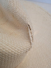 Load image into Gallery viewer, GIGI BURRIS Jeanne Fedora Hat Woven Straw Sateen Ladies Sand OS NEW RRP365
