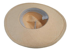 Load image into Gallery viewer, GIGI BURRIS Jeanne Fedora Hat Woven Straw Sateen Ladies Sand OS NEW RRP365
