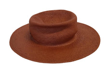 Load image into Gallery viewer, RUSLAN BAGINSKIY Monogram Embellished Fedora Hat Straw Red Brown S NEW RRP245
