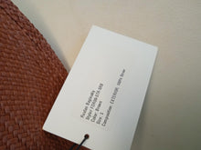 Load image into Gallery viewer, RUSLAN BAGINSKIY Monogram Embellished Fedora Hat Straw Red Brown S NEW RRP245
