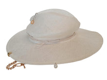 Load image into Gallery viewer, RUSLAN BAGINSKIY Chain Strap Fedora Hat Straw Ladies Neutral White M NEW RRP340
