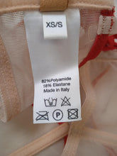 Load image into Gallery viewer, ISOSCELES Wavy Corset Bra Mesh 6 Panels Lace Up Biscuit/Red XS/S NEW RRP235
