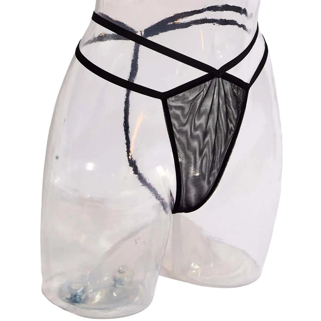 ISOSCELES Principessa G-String Knickers Sheer High Waist Black XS NEW RRP115