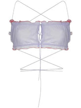 Load image into Gallery viewer, ISOSCELES Radicchio Bra Lace-Up Double Layer Mesh Self Tie Purple XS/S RRP170
