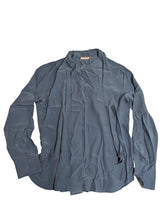 Load image into Gallery viewer, VALENTINO Silk Shirt Slim Fit Scarf Collar Mens Blue Size 44/ XL NEW RRP 750
