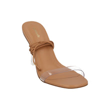 Load image into Gallery viewer, LARROUDE Gloria Shoes Strappy Clear Heels Clear Vinyl Tan US10 UK8 RRP280
