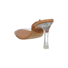 Load image into Gallery viewer, LARROUDE Gloria Shoes Strappy Clear Heels Clear Vinyl Tan US10 UK8 RRP280
