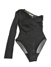 Load image into Gallery viewer, ELLEME Ladies Femme Oneshoulder Long Sleeve Drape Bodysuit Black L NEW RRP 230

