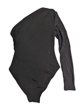 Load image into Gallery viewer, ELLEME Ladies Femme Oneshoulder Long Sleeve Drape Bodysuit Black L NEW RRP 230
