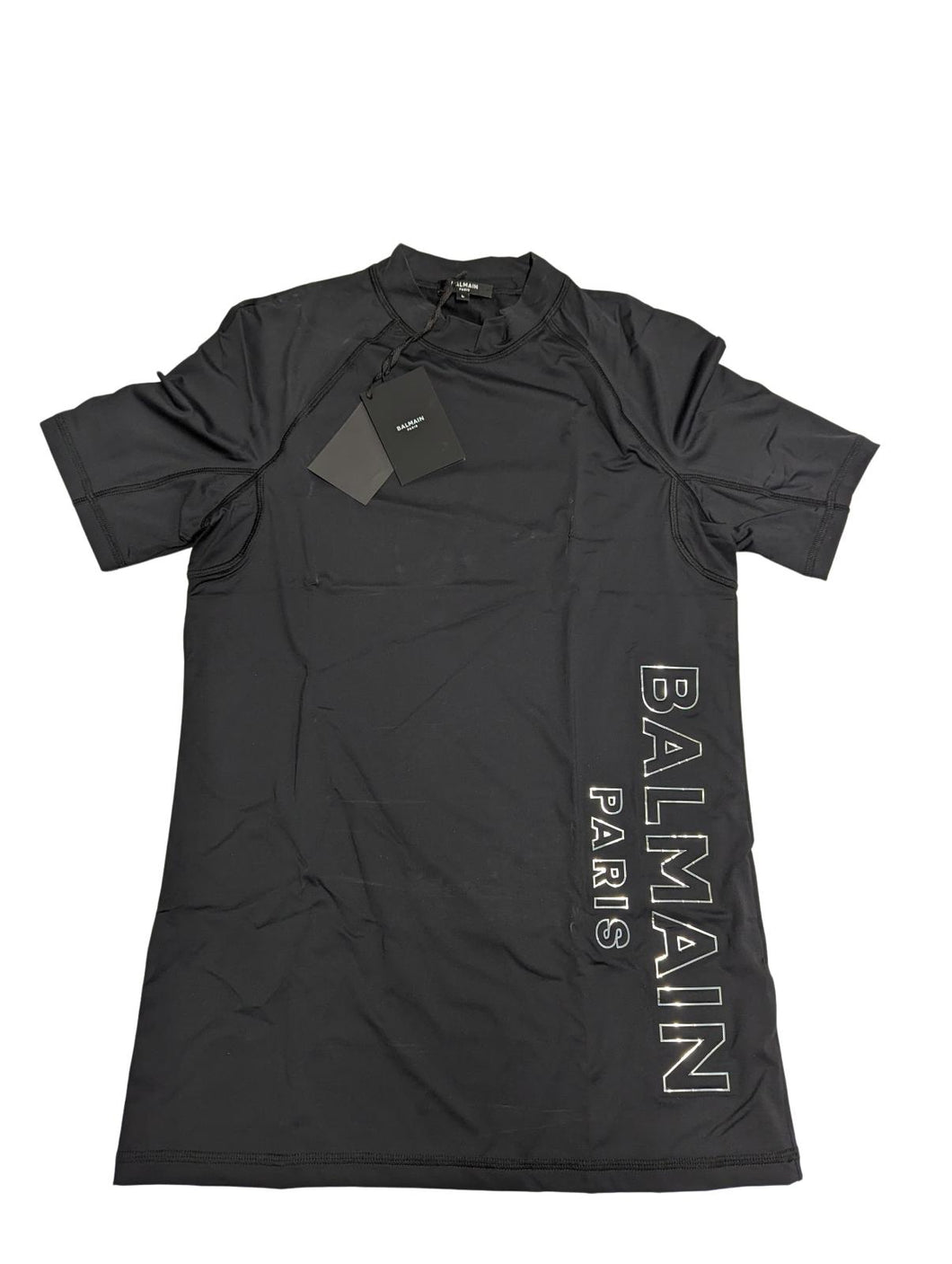BALMAIN Swim Sport Embossed Raglan Sleeve T-Shirt Black Size L NEW RRP 270