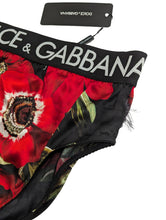Load image into Gallery viewer, DOLCE &amp; GABBANA High Waisted Brief Floral Print Logo Banded Red S NEW RRP 235
