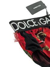 Load image into Gallery viewer, DOLCE &amp; GABBANA High Waisted Brief Floral Print Logo Banded Red S NEW RRP 235
