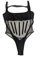 Load image into Gallery viewer, MUGLER Bodysuit Ladies Square Neck Illusson Black All In One UK 14 NEW RRP 790
