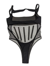 Load image into Gallery viewer, MUGLER Bodysuit Ladies Square Neck Illusson Black All In One UK 14 NEW RRP 790
