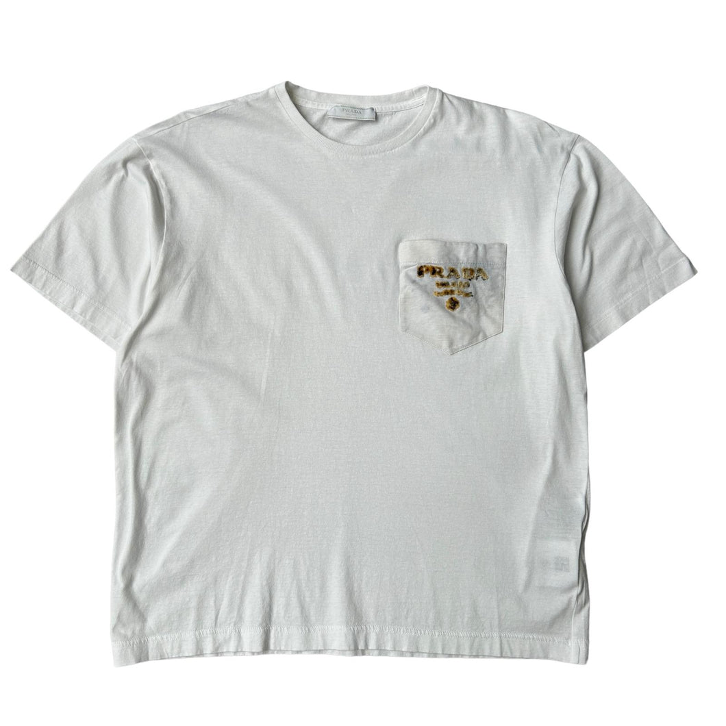 PRADA Party Chest Logo Cotton Short Sleeve Tee White Mens Size:L NEW RRP: 580