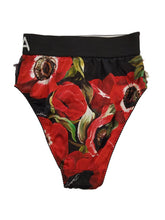 Load image into Gallery viewer, DOLCE &amp; GABBANA Floral High-Waist Briefs Black &amp; Red Silk Blend XS RRP235 NEW
