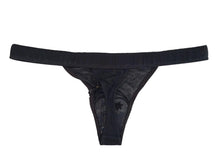 Load image into Gallery viewer, KIKI DE MONTPARNASSE Sheer Ribbed Intime Thong Size Ladies Black XS RRP55 NEW

