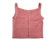Load image into Gallery viewer, VERSACE Pink Dua Lipa Logo Jacquard Safety Pin Crop Top IT38 UK6 RRP890 NEW
