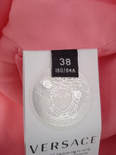 Load image into Gallery viewer, VERSACE Pink Dua Lipa Logo Jacquard Safety Pin Crop Top IT38 UK6 RRP890 NEW
