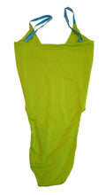 Load image into Gallery viewer, POSTER GIRL Swimsuit Cut Out Front Heart Crystals Green/Blue XS NEW RRP260
