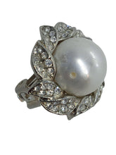 Load image into Gallery viewer, KENNETH JAY LANE Crystal Faux Pearl Earrings Clip On White/Silver OS NEW RRP125
