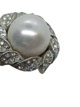 Load image into Gallery viewer, KENNETH JAY LANE Crystal Faux Pearl Earrings Clip On White/Silver OS NEW RRP125
