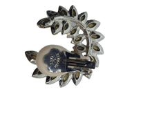 Load image into Gallery viewer, KENNETH JAY LANE Crawler Crystal Leaf Earrings Polished Clip On Silver OS RRP140

