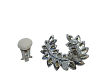 Load image into Gallery viewer, KENNETH JAY LANE Crawler Crystal Leaf Earrings Polished Clip On Silver OS RRP140
