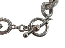 Load image into Gallery viewer, KENNETH JAY LANE Silver Tone Crystal Oval Chain Necklace Ladies OS RRP395 NEW
