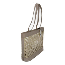 Load image into Gallery viewer, ST AGNI Harper Bag Beach Tote Rattan Off-White Leather Large NEW RRP410

