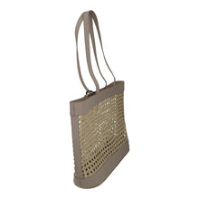 Load image into Gallery viewer, ST AGNI Harper Bag Beach Tote Rattan Off-White Leather Large NEW RRP410
