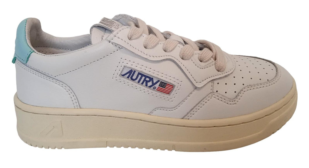 AUTRY KIDS Kulk LL17 Medalist Sneakers Leather White/Turquoise 34 UK2 NEW RRP150