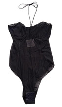 Load image into Gallery viewer, OSEREE Halter Neck Mesh Bodysuit Sheer Underwired Self Tie Black M NEW RRP210
