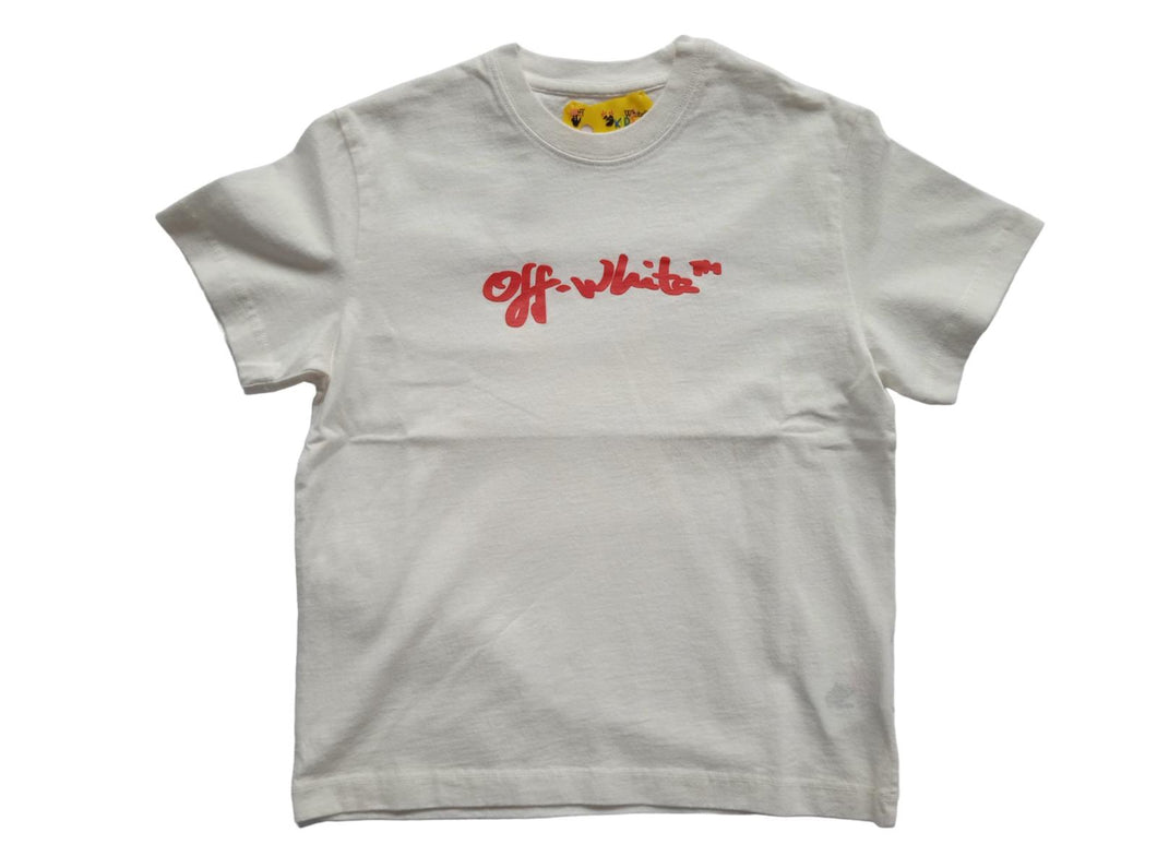 OFF-WHITE KIDS White Off Script Logo Print Short Sleeve T-Shirt 6 Yrs RRP95 NEW