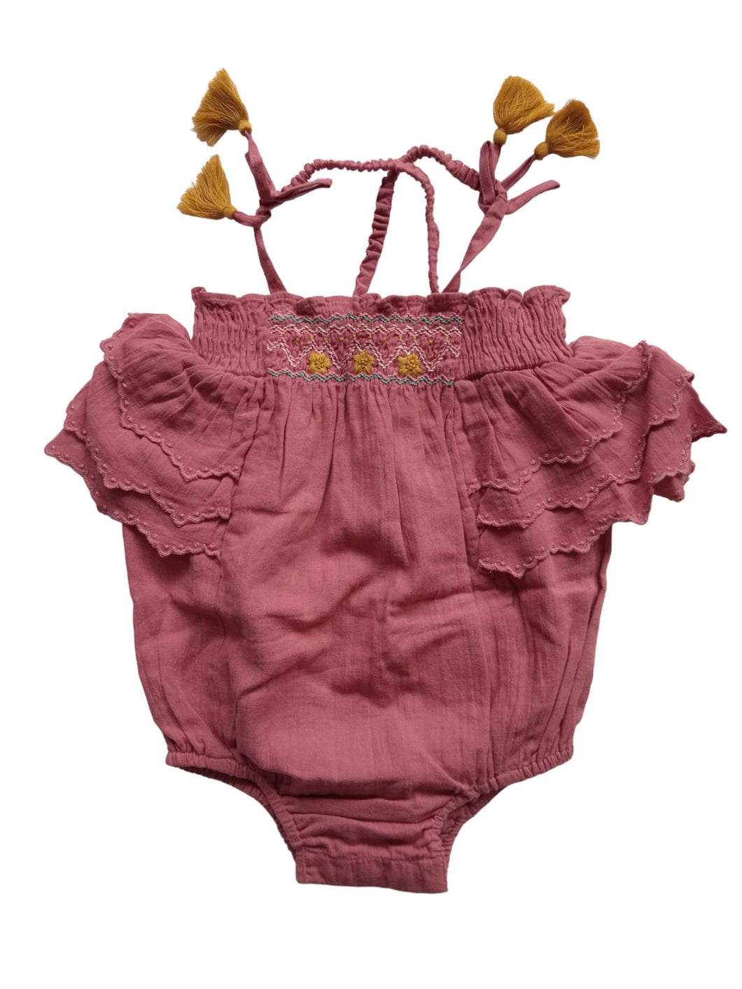 LOUISE MISHA Baby Girl Raspberry Pink Emmaline Romper Size 12 Mnths RRP50 NEW