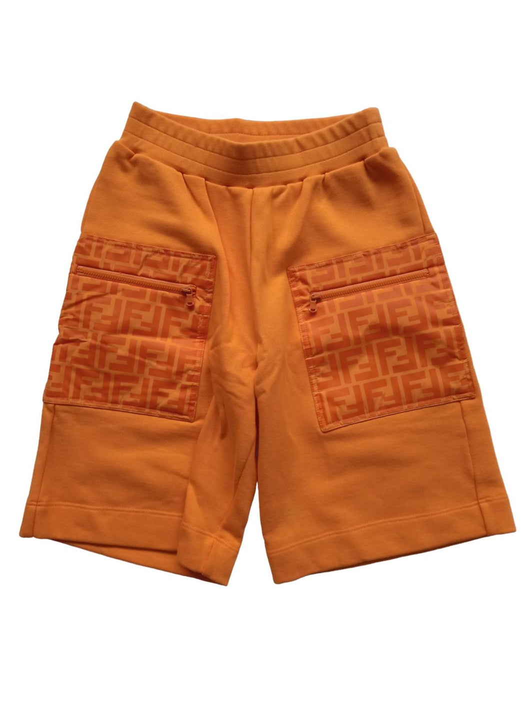 FENDI KIDS Boys Orange Cotton FF Print Long Bermuda Shorts Size 8 Yrs RRP275 NEW