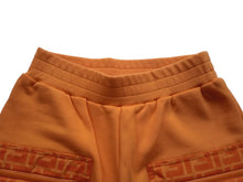 Load image into Gallery viewer, FENDI KIDS Boys Orange Cotton FF Print Long Bermuda Shorts Size 8 Yrs RRP275 NEW
