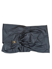 Load image into Gallery viewer, VERSACE Greek Chain Mini Skirt Pareo Gold Medusa Black Stretch S/M NEW RRP 435
