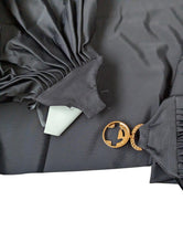 Load image into Gallery viewer, VERSACE Greek Chain Mini Skirt Pareo Gold Medusa Black Stretch S/M NEW RRP 435
