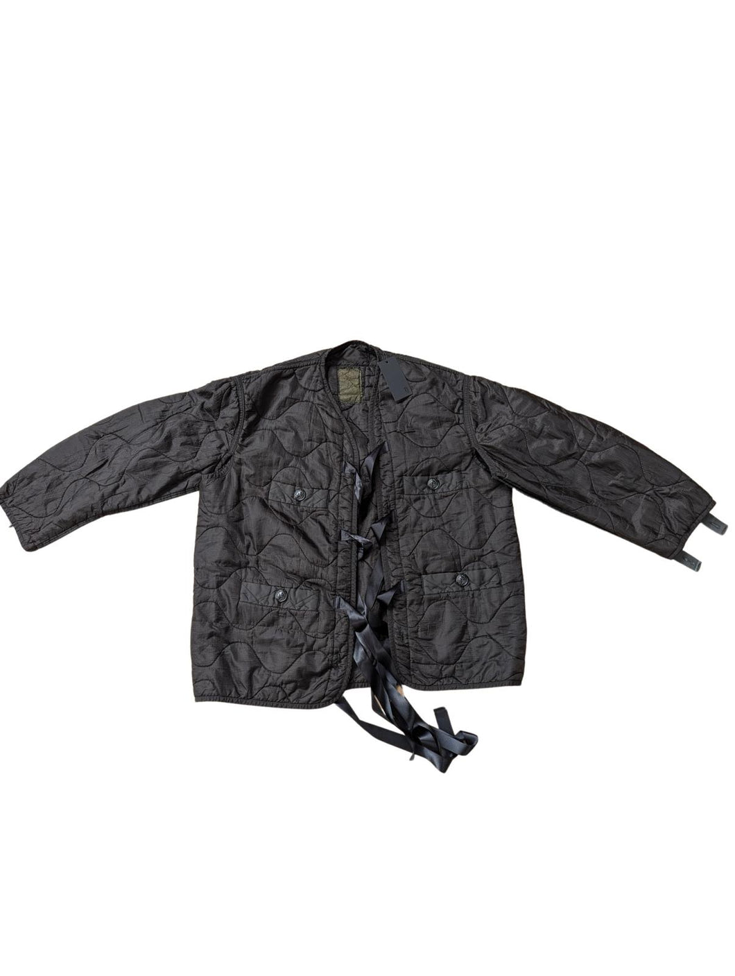 R13 Liner With Ties Jacket Puffer Quilt Outerwear Mens Black Coat L NEW RRP 670
